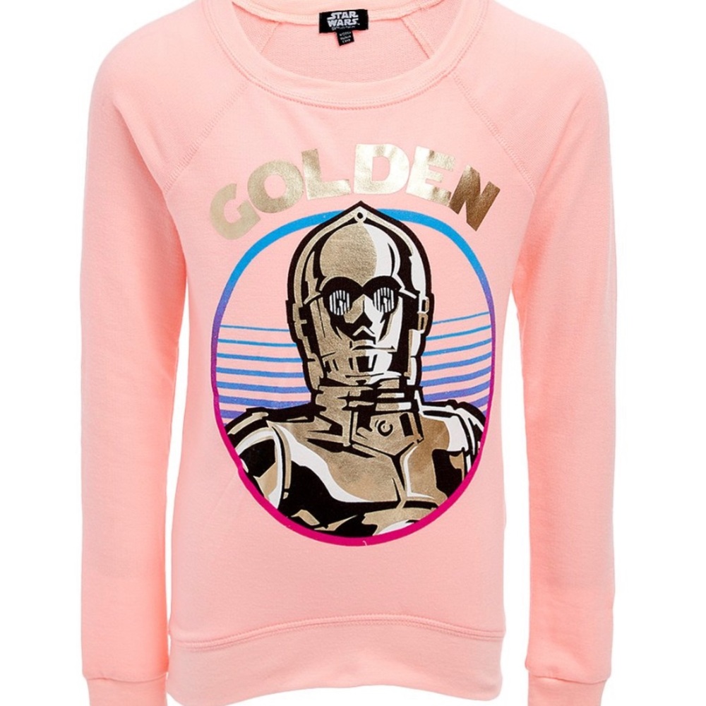 Star Wars Girl’s Size XL 14 16 Sweater C-3PO Golden NWT Pink Shirt Top New
